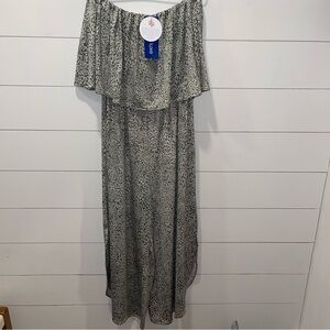 La Mer Luxe Amelia Capri Strapless Sage Lynx Jumpsuit Womens Size Medium NWT